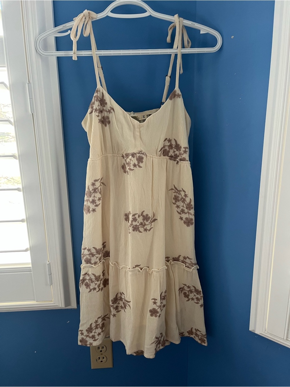 Kohl's Cream Mini Sundress with Brown Floral Print